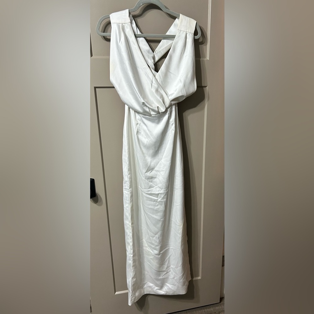 Friends of Audrey Whimsical Romance Gown Elegant White Criss cross Dress